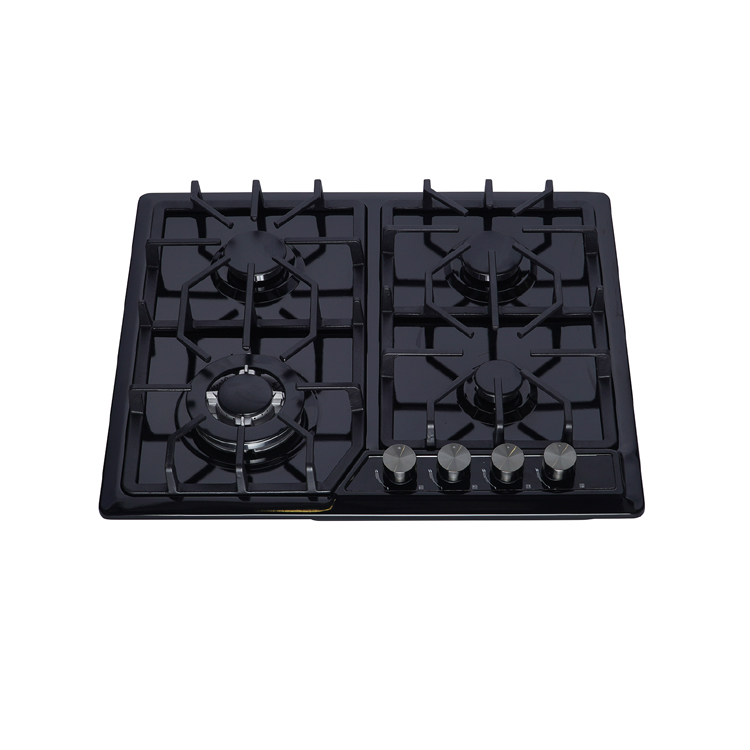 4 burners black steel gas hob