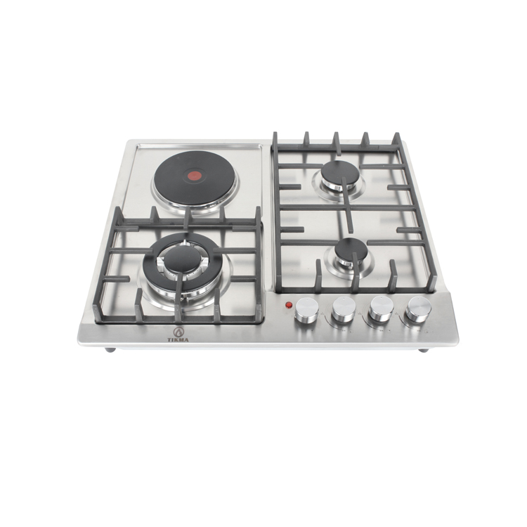 One electric solid hotplate burner+3 gas burner