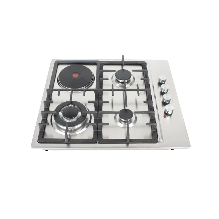 60cm 3 gas burners+1 electric hotplate burner