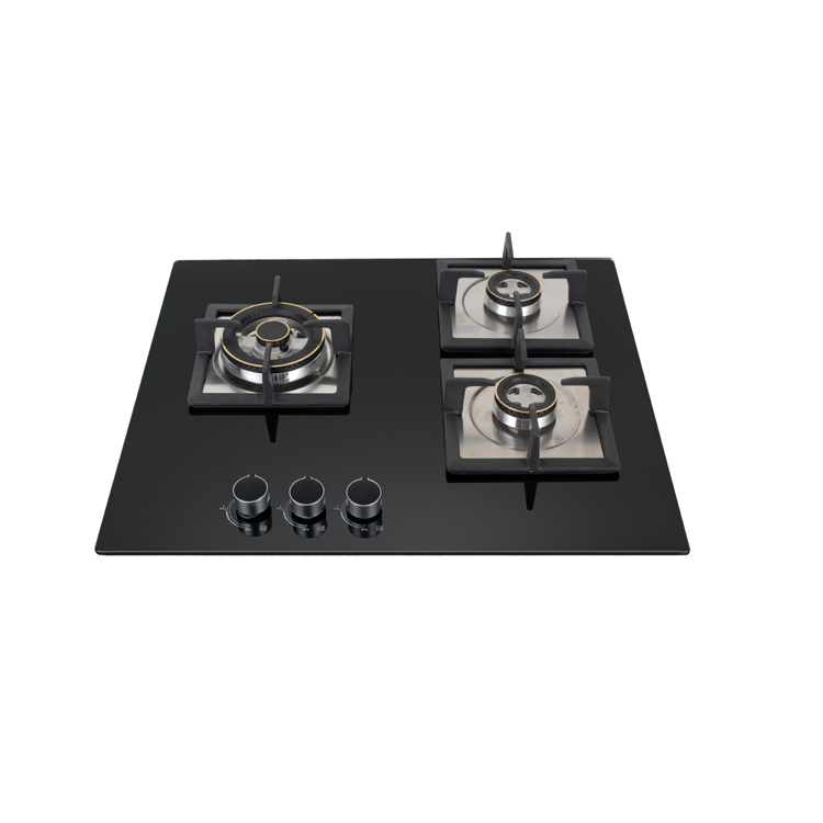 3 brass burners gas cooktop